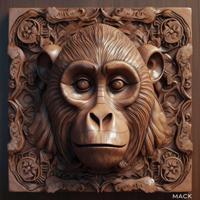 Nature and animals (st Macaca hecki 3, NATURE_2387) 3D models for cnc